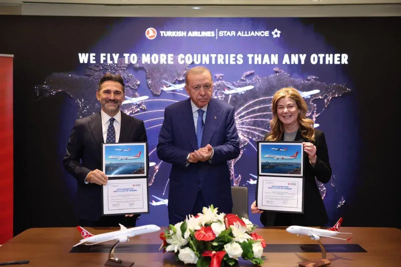 Boeing and Turkish Airlines sign a new purchase agreement for up to 150 more Boeing jets